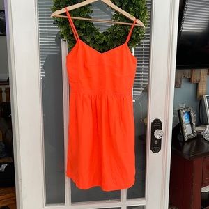 Bright fluorescent orange Jcrew Factory Silk slip dress with pockets size 2
